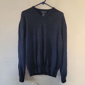 Hathaway Platinum Sweater Mens Size XL Gray Cashmere Silk V-Neck Pullover Italy